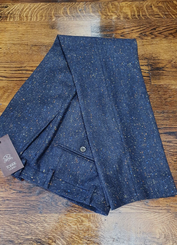 Navy Donegal Tweed Trouser
