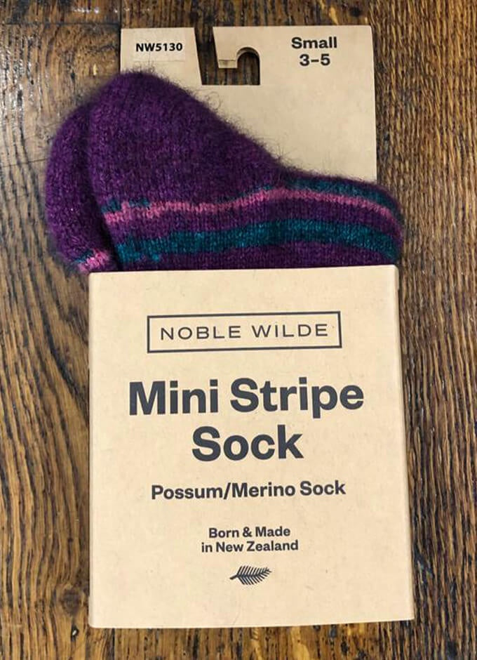 Possum Mini Stripe Ladies Socks | Twilight