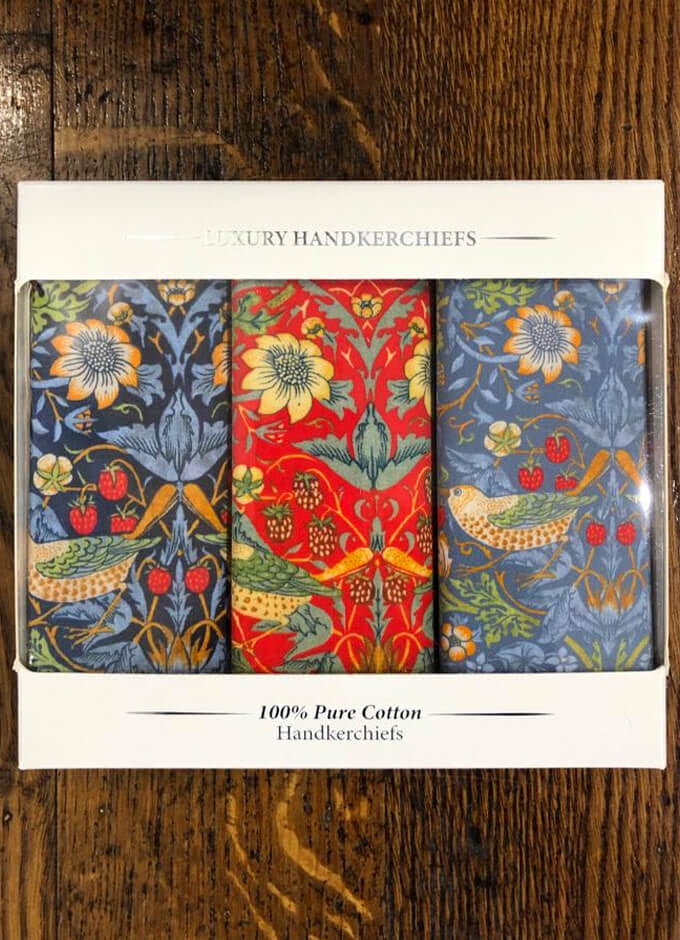 William Morris Box of 3 Handkerchiefs