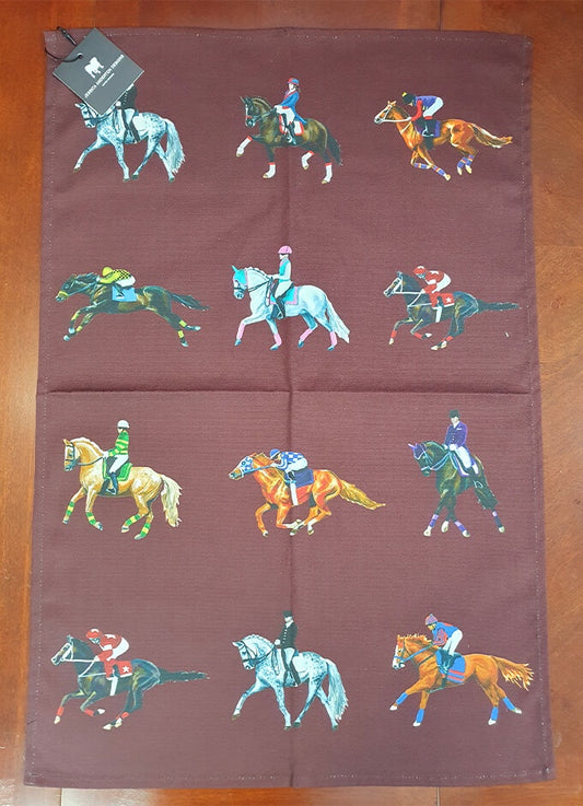 Pure Cotton Tea Towel | Dressage & Race Horses | Merlot
