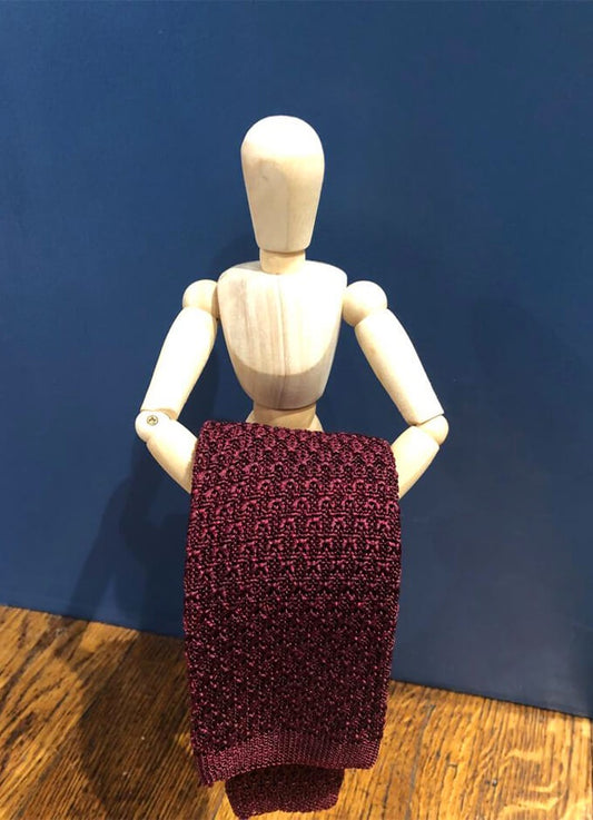 Silk Knitted Tie | Burgundy