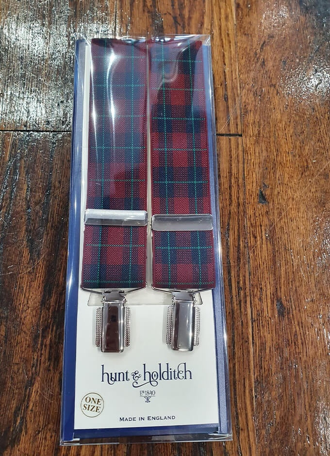 Clip Braces | Red/Blue/Green Tartan