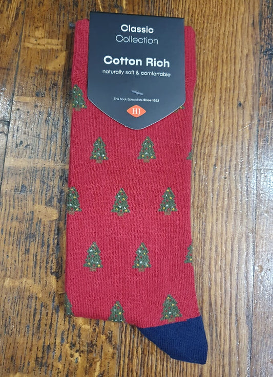 Cotton Rich Socks | Red Christmas Tree