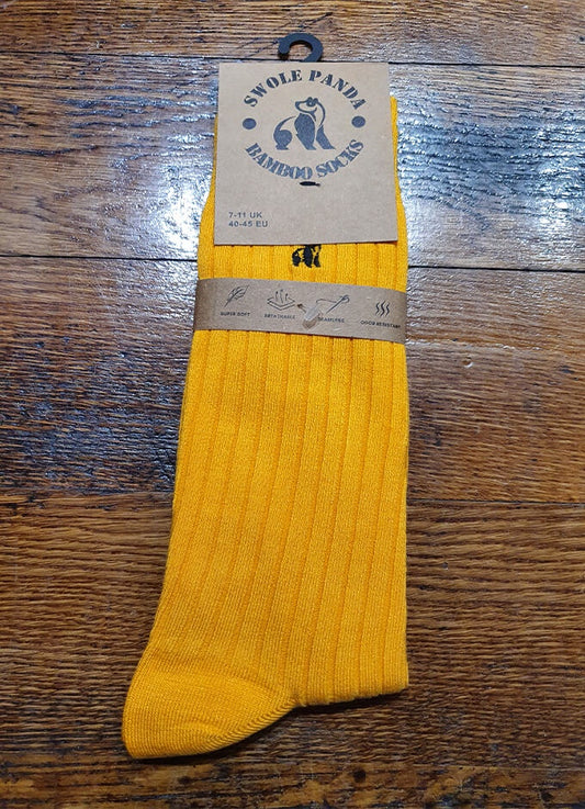 Swole Panda | Yellow Ribbed Socks